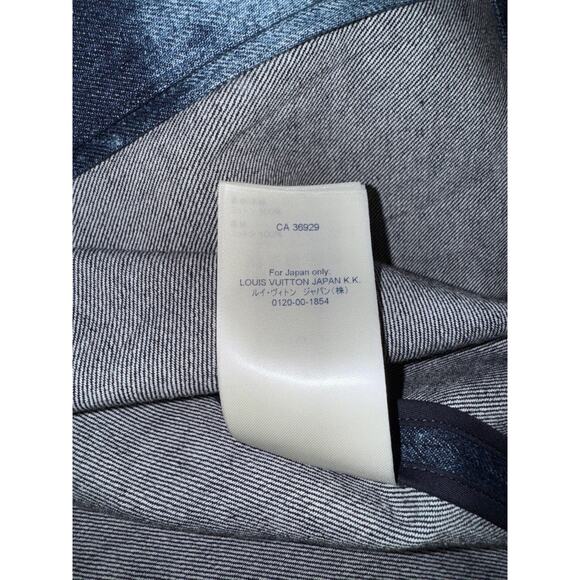 Louis Vuitton Salt Print Denim Blue Damier LV Logo Short Sleeve Button Shirt S - Picture 14 of 16